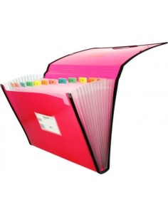 Carpeta fuelle Fº rosa polipropileno 13 departamentos con ribete